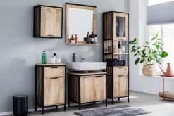 Badspiegel 68x75cm 'Brooklyn' Mango & Metall schwarz