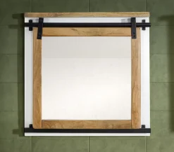 Badspiegel 68x68cm 'Slyder' Mango weiß & natur