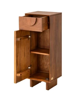 Badunterschrank 32x86cm 'Curves' Mango massiv dunkelbraun