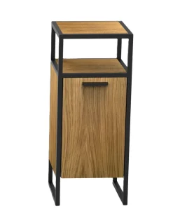 Badunterschrank 35x80cm 'Derry' Eiche massiv & Metall schwarz