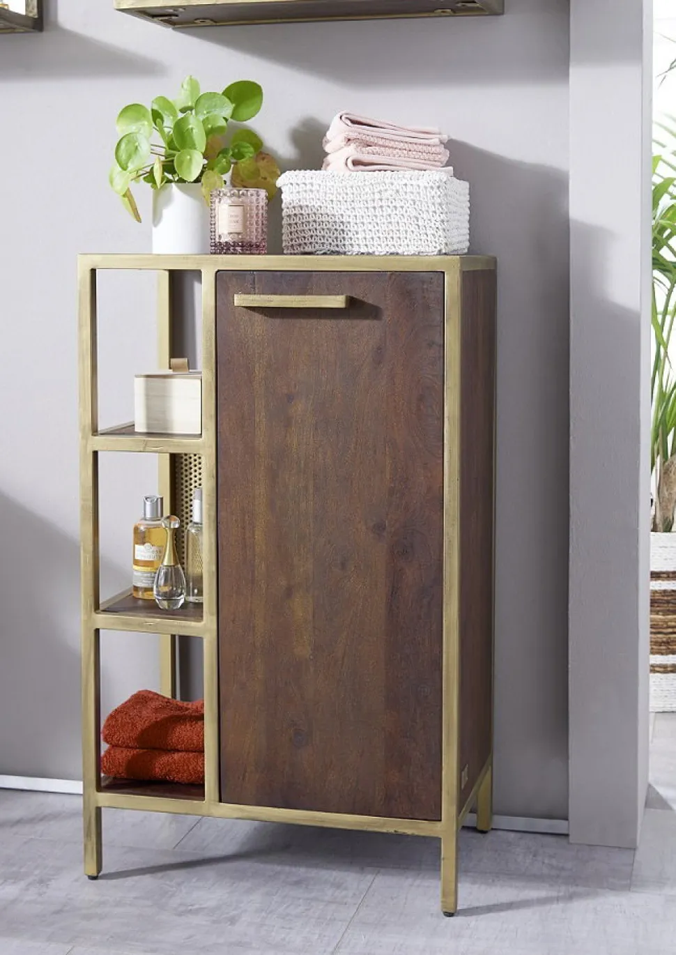 Badunterschrank 52x86cm "Golden Line" braun & gold
