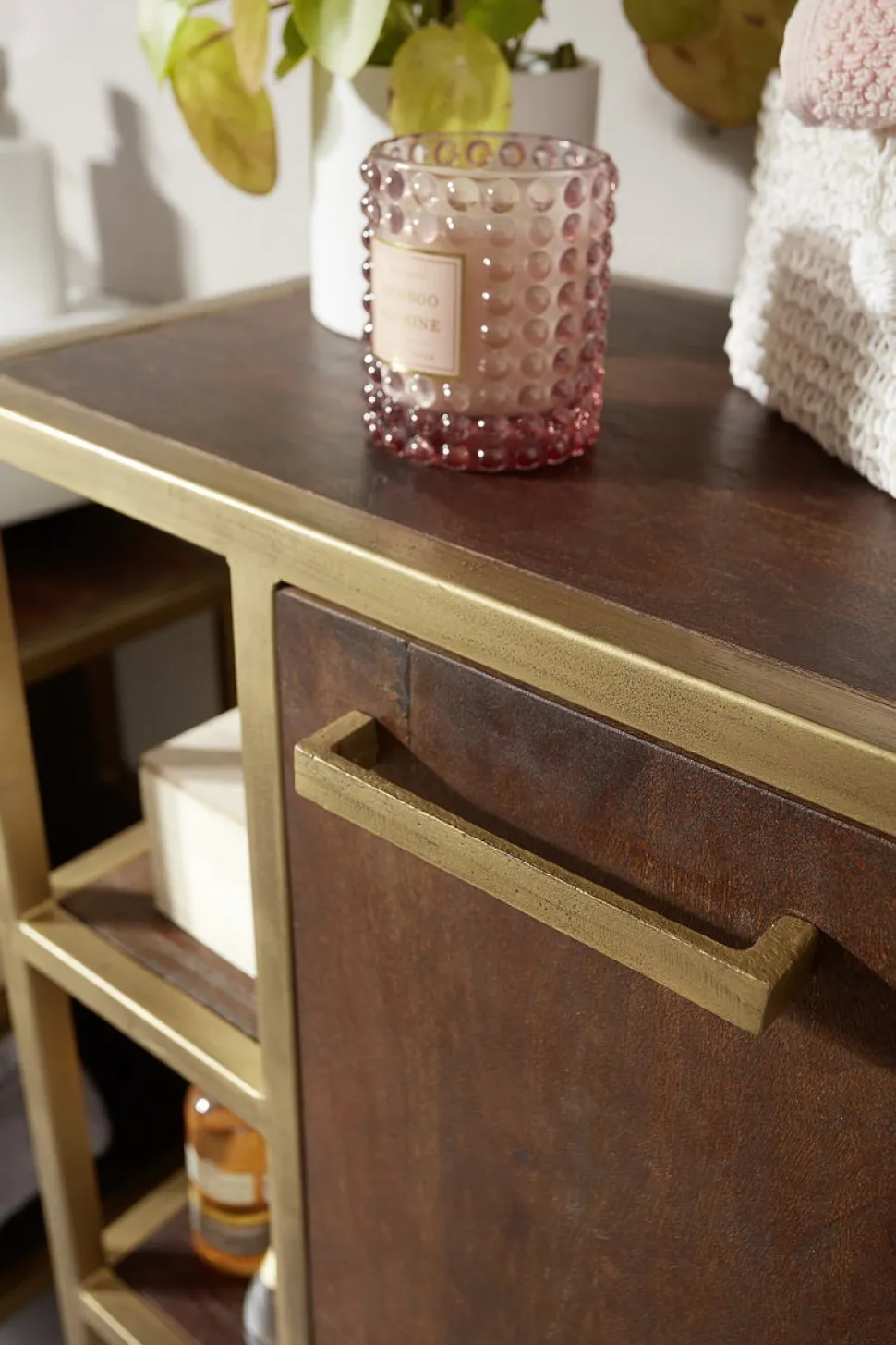 Badunterschrank 52x86cm "Golden Line" braun & gold
