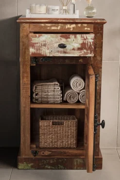 Badunterschrank 45x80cm 'Hawkins' recyceltes Altholz mehrfarbig lackiert