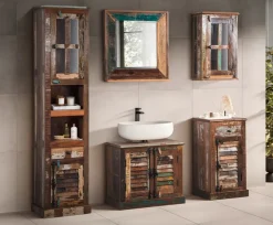 Badunterschrank 45x80cm 'Hawkins' recyceltes Altholz mehrfarbig lackiert