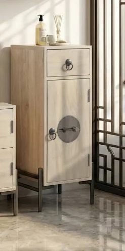 Badunterschrank 30x90cm 'Kjoto' Akazie massiv hell