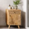 Badunterschrank 40x77cm 'Lyn' Mangoholz mit schwarzen Ornamenten