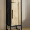 Badunterschrank 30x90cm 'Namibia' Eiche & Mango schwarz
