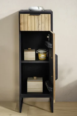 Badunterschrank 30x90cm 'Namibia' Eiche & Mango schwarz