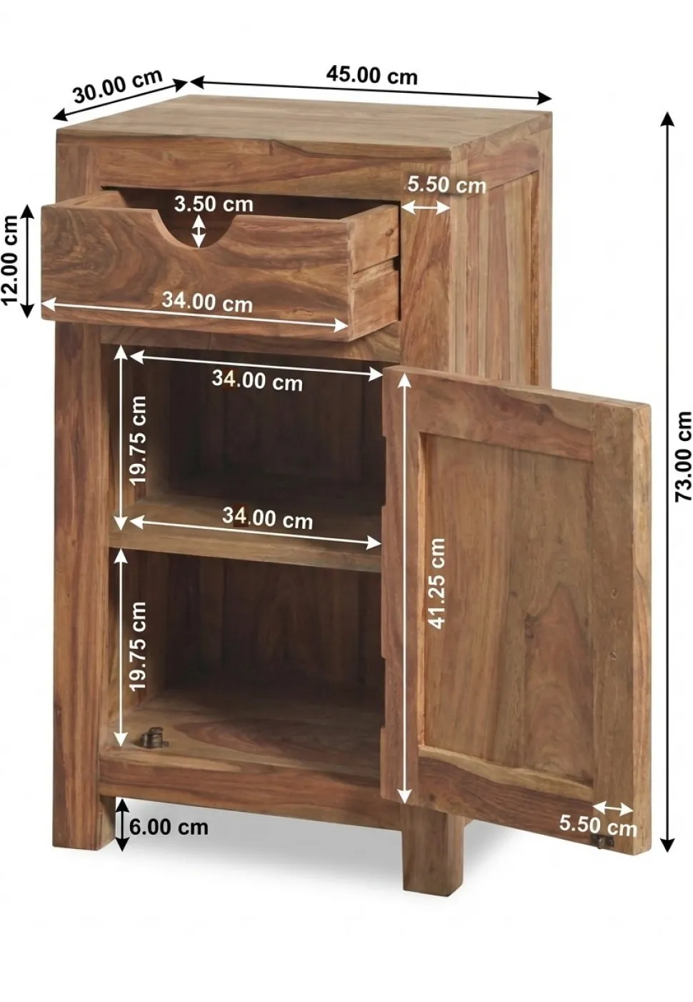 Badunterschrank 45x73cm 'Oxford' Sheesham massiv
