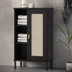 Badunterschrank 52x90cm 'Seattle' Kiefer massiv schwarz