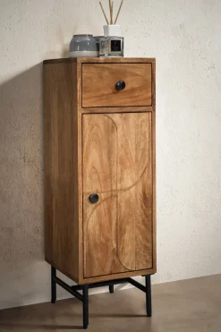 Badunterschrank 30x90cm 'Swing' Mango & Metall schwarz