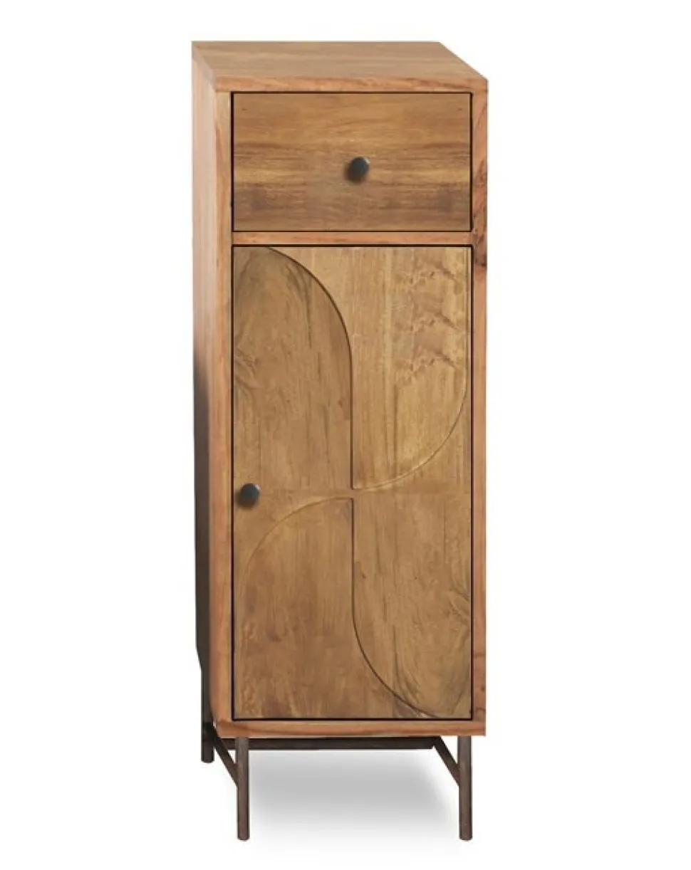 Badunterschrank 30x90cm 'Swing' Mango & Metall schwarz