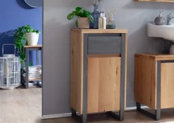 Badunterschrank 45x85cm 'Taipeh' Wildeiche & Metall gebürstet