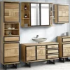 Badunterschrank 42x80cm 'Timbero' Eiche massiv hängend oder stehend