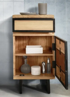 Badunterschrank 42x80cm 'Timbero' Eiche massiv hängend oder stehend