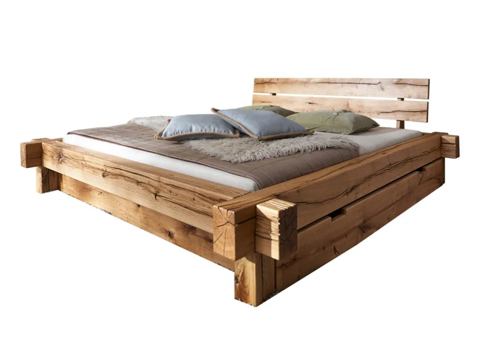 Balkenbett "Daniel" mit Schubkasten 160x200cm BE-0405