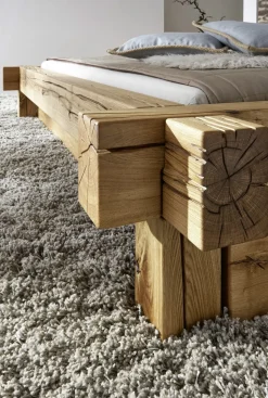 Balkenbett 'Daniel' 200x200cm Wildeiche massiv BE-0405