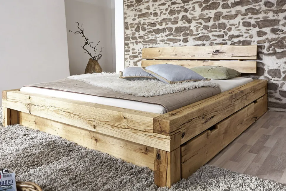 Balkenbett 'Manuel' mit Schubkasten 180x200cm BE-0405