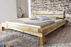 Balkenbett 'Manuel' 200x200cm Wildeiche massiv BE-0405