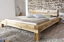 Balkenbett 'Manuel' 180x200cm Wildeiche massiv BE-0405