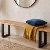 Bank 200cm "Clark I" Wildeiche massiv & Metall schwarz