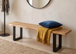 Bank 180cm "Clark I" Wildeiche massiv & Metall schwarz