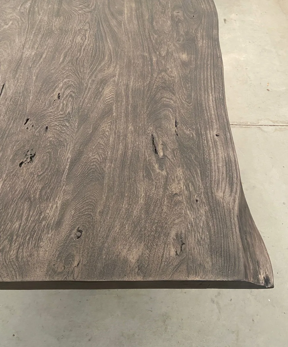 Baumtisch "Pune" 180x90cm Akazie grau & Eisen schwarz