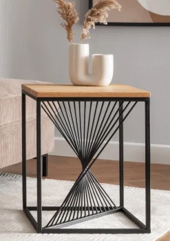 Beistelltisch 40cm 'Lissabon' Wildeiche Stahl schwarz eckig