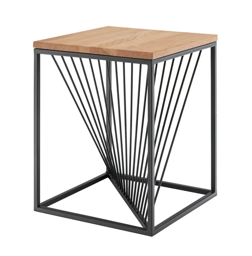 Beistelltisch 40cm 'Lissabon' Wildeiche Stahl schwarz eckig