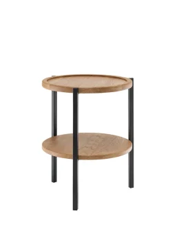 Beistelltisch 40cm 'Lissabon' Wildeiche Stahl schwarz 2 Platten