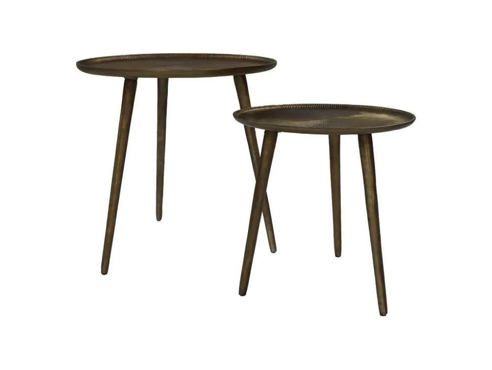 Beistelltische "Aaron" 2er-Set rund 50x50/40x40 Goldfarbig Aluminium/Eisen