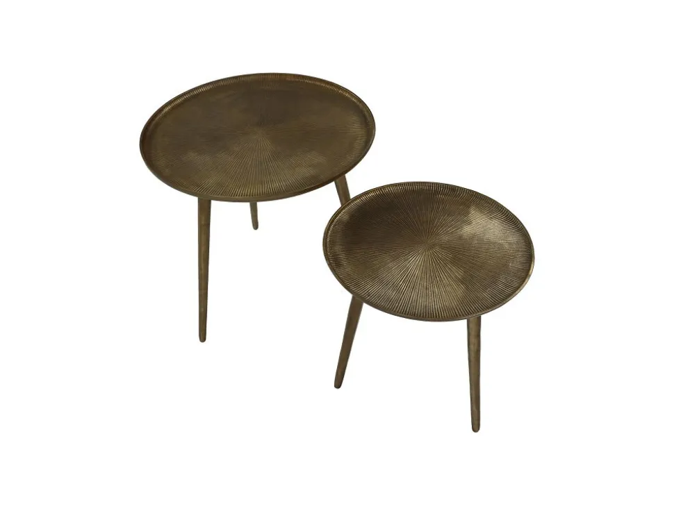 Beistelltische "Aaron" 2er-Set rund 50x50/40x40 Goldfarbig Aluminium/Eisen