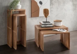 Beistelltisch 2er-Set "Woody" recyceltes Teakholz klein