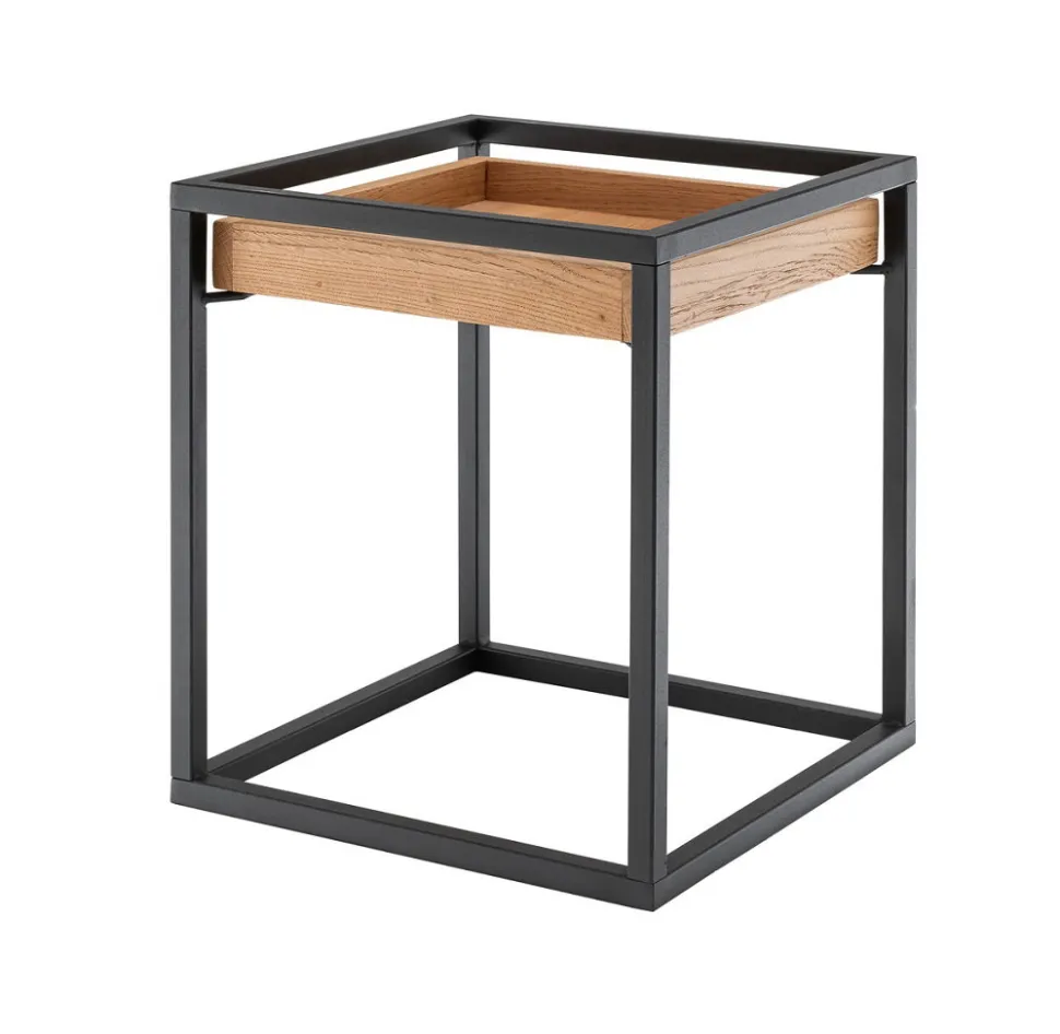 Beistelltisch 40x40cm 'Lissabon' Wildeiche Stahl schwarz Tablet
