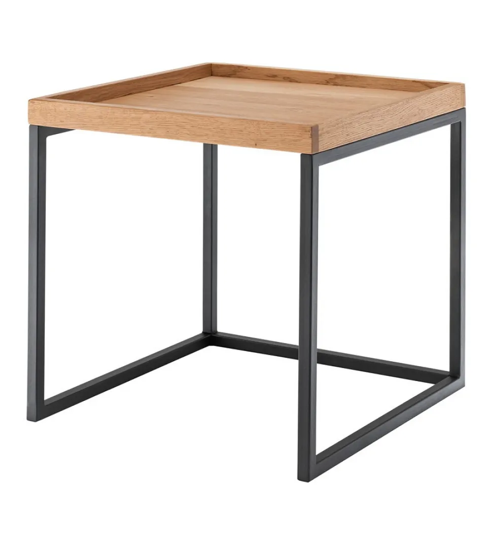 Beistelltisch 50x50cm 'Lissabon' Wildeiche Stahl schwarz