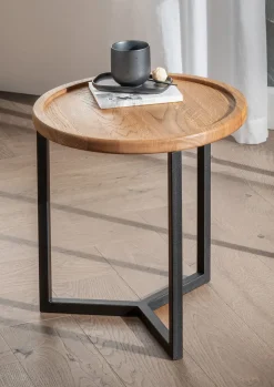 Beistelltisch 40x40cm 'Lissabon' Wildeiche Metall schwarz