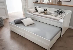 Bettbank mit Zweitbett und Schubladen 90x200/190cm "Meggie" MDF weiß lackiert