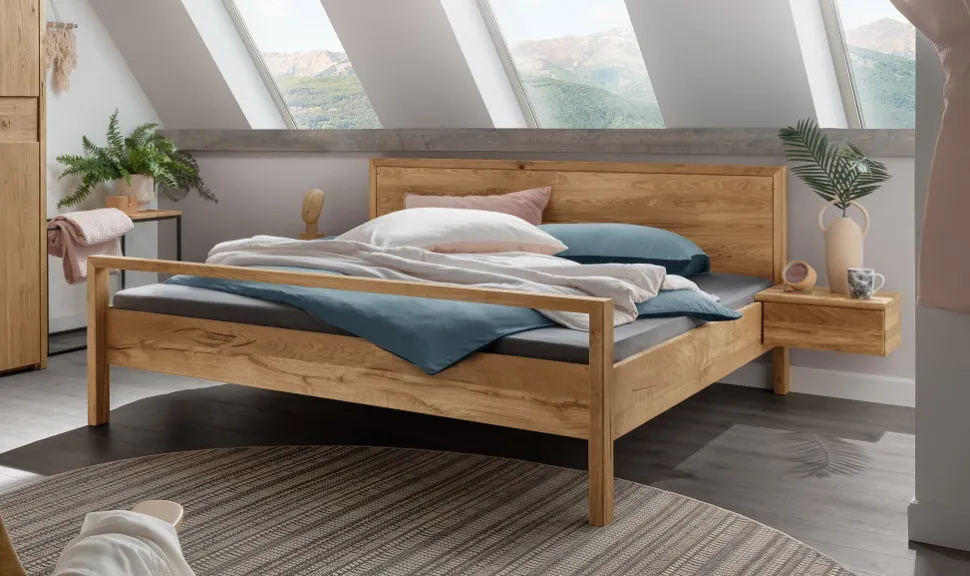 Bett Eiche "Emden" Größen und Ausführungen zur Auswahl 140x200cm Eiche hoch