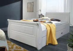 Bett mit Bettkasten 100x200cm "Mailand-Weiß" Kiefer weiß SZ-0132