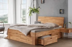 Bett mit 2 Schubkästen 'Grace' 200x200cm Wildeiche geölt