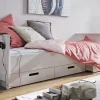 Bett mit Schubladen 90x200cm "Maja" Kiefer massiv weiß lackiert