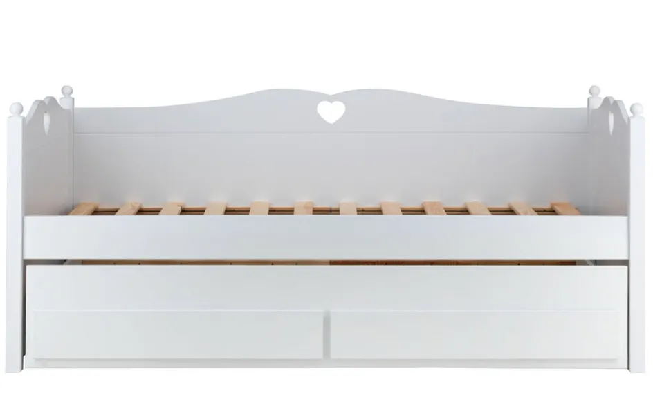 Bettsofa mit Zweitbett und Schubladen 90x200cm "Meggie" MDF weiß lackiert