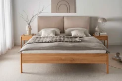 Bett Wildeiche Kopfteil braunbeige 'Modena II' verschiedene Breiten 180x200cm