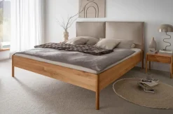 Bett Wildeiche Kopfteil braunbeige 'Modena II' verschiedene Breiten 180x200cm