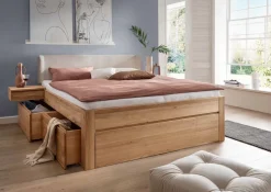 Bett Wildeiche massiv 'Cleveland' VARIATIONEN 180x200cm ohne 1 Nachtkonsole