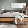 Bett Wildeiche massiv Cord braun 'Luca' verschiedene Größen 180x200cm