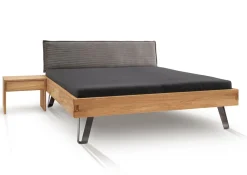 Bett Wildeiche massiv Cord braun 'Luca' verschiedene Größen 180x200cm
