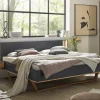 Bett 200x200cm inkl.Beleuchtung & Nakos 'Wynwood' Wildeiche & MDF anthrazit