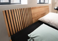 Bett 140x200cm Wildeiche massiv 'Dallas I' geölt & schwarz