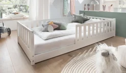 Bodenbett 120x200cm 'Frieda' Buche weiß inkl. Lattenrost